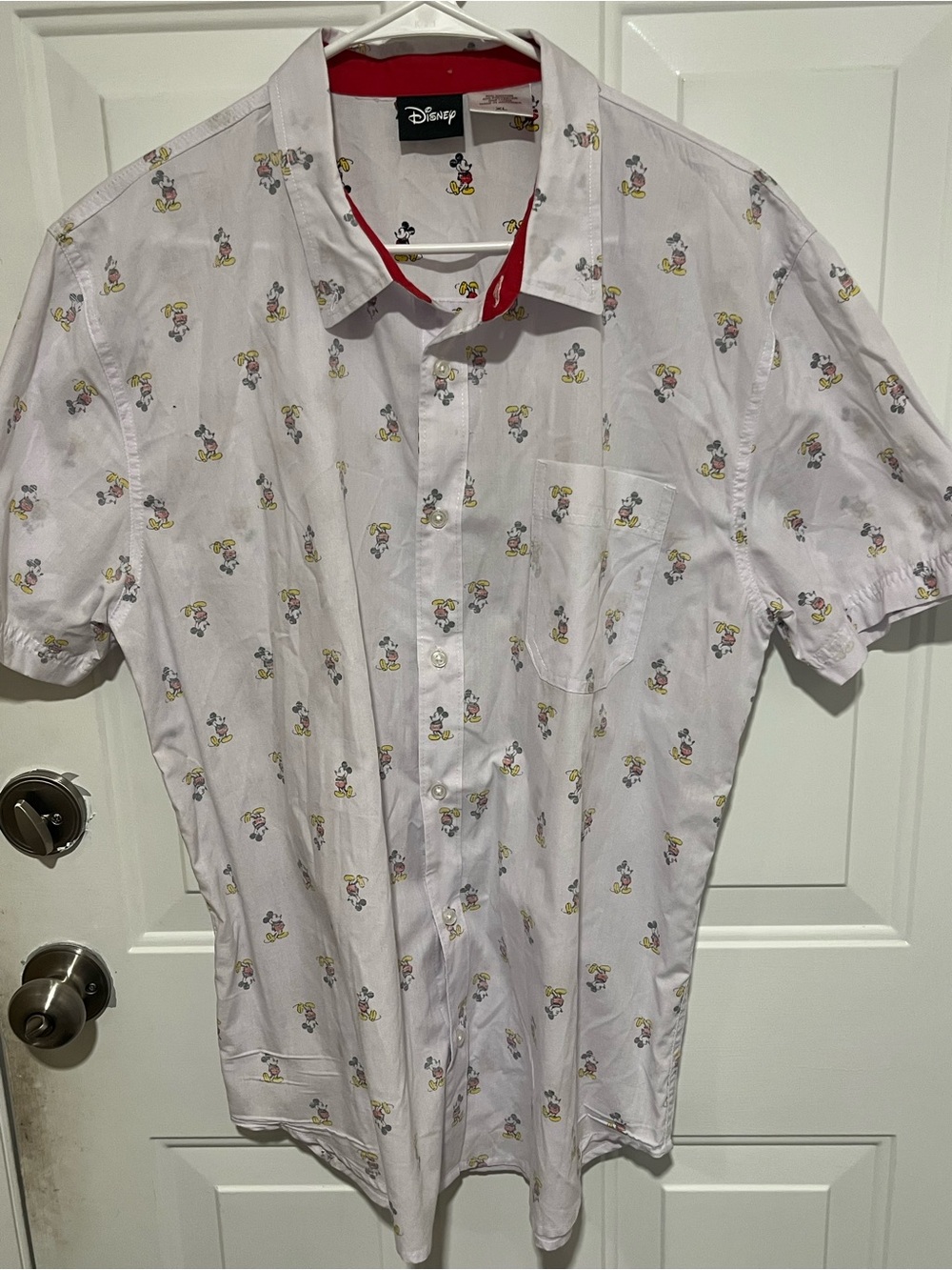 Disney Mickey Mouse Inside Out Reverse Graphic Button Down Shirt Mens XL - AOP